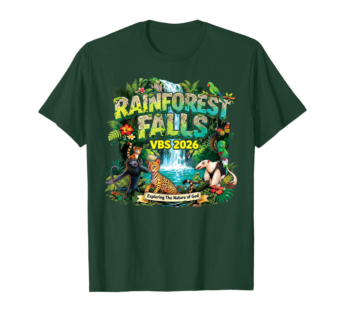 Rainforest Falls VBS 2026 Jesus Faith Bible Verse Kids T-Shirt