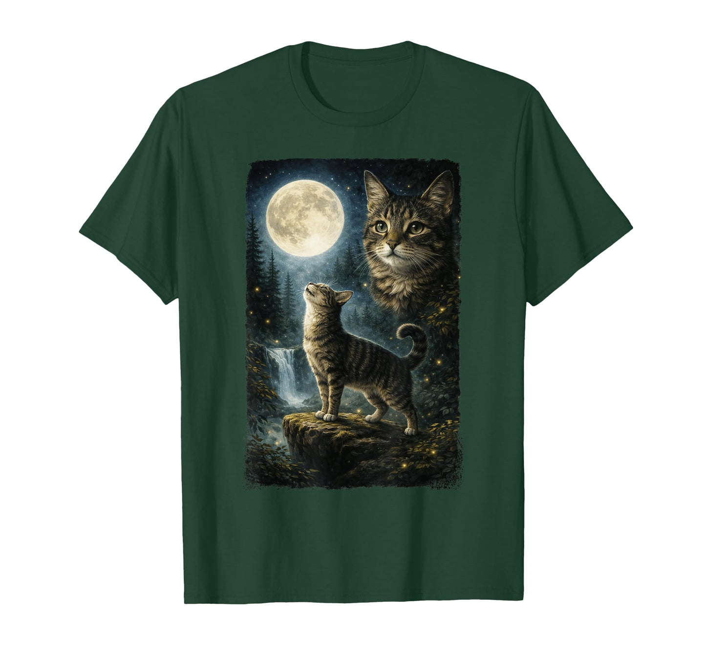 Funny Cat Art Design Cat Howling at The Moon T-Shirt