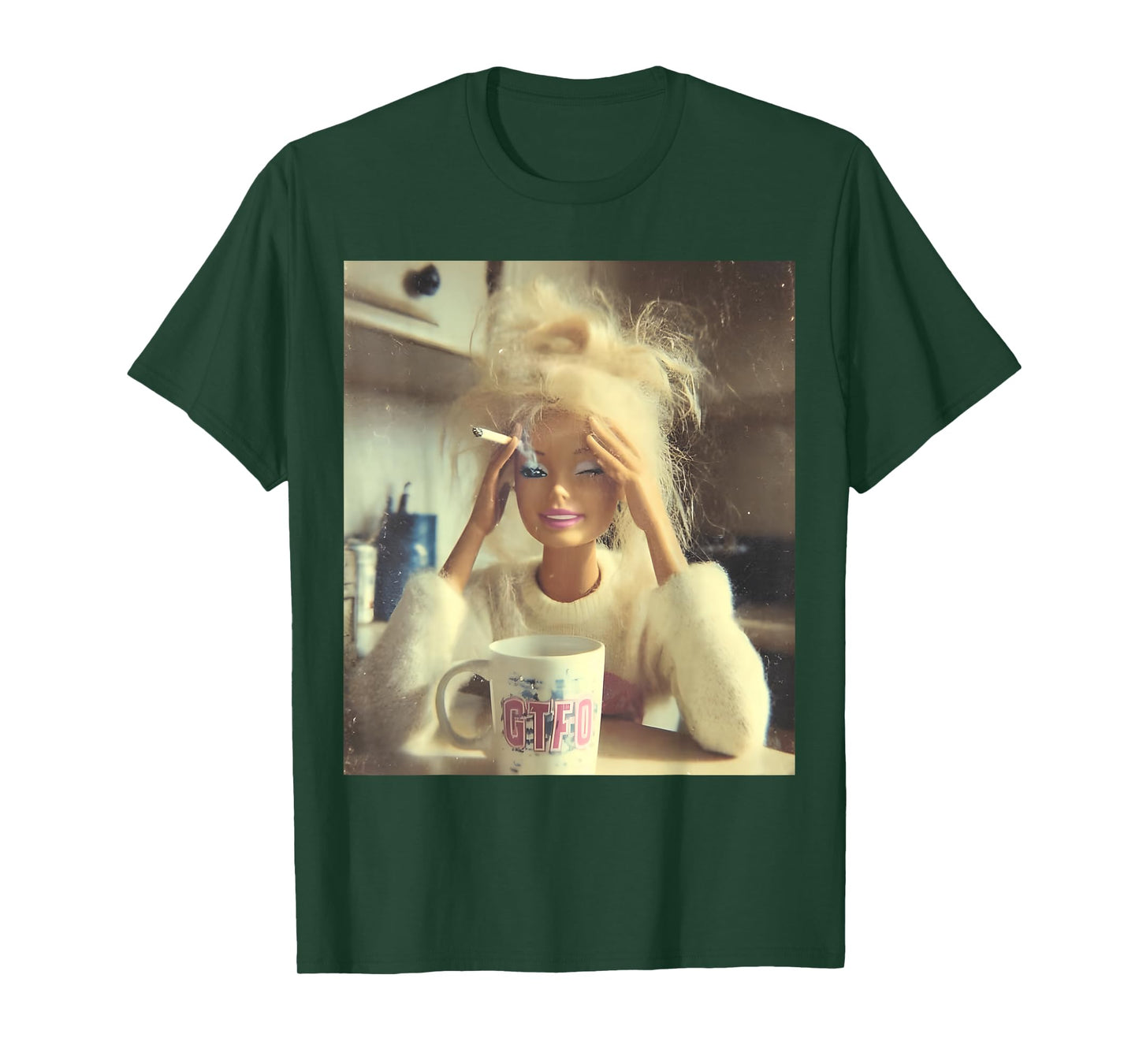 Funny Doll Face Sarcastic Doll Smoking Y2K T-Shirt