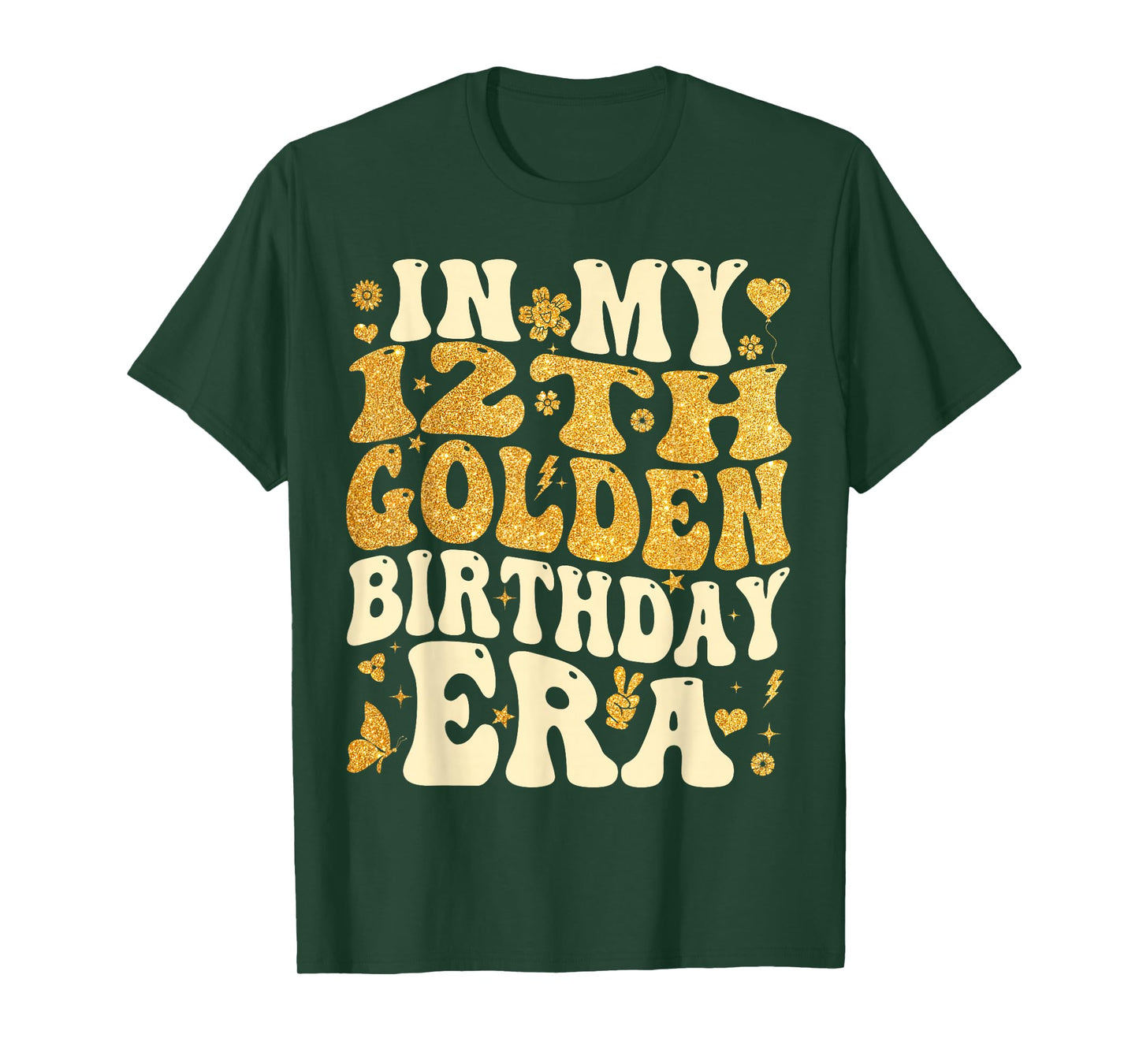in My 12th Golden Birthday Era Girl Women Men Kids Groovy T-Shirt
