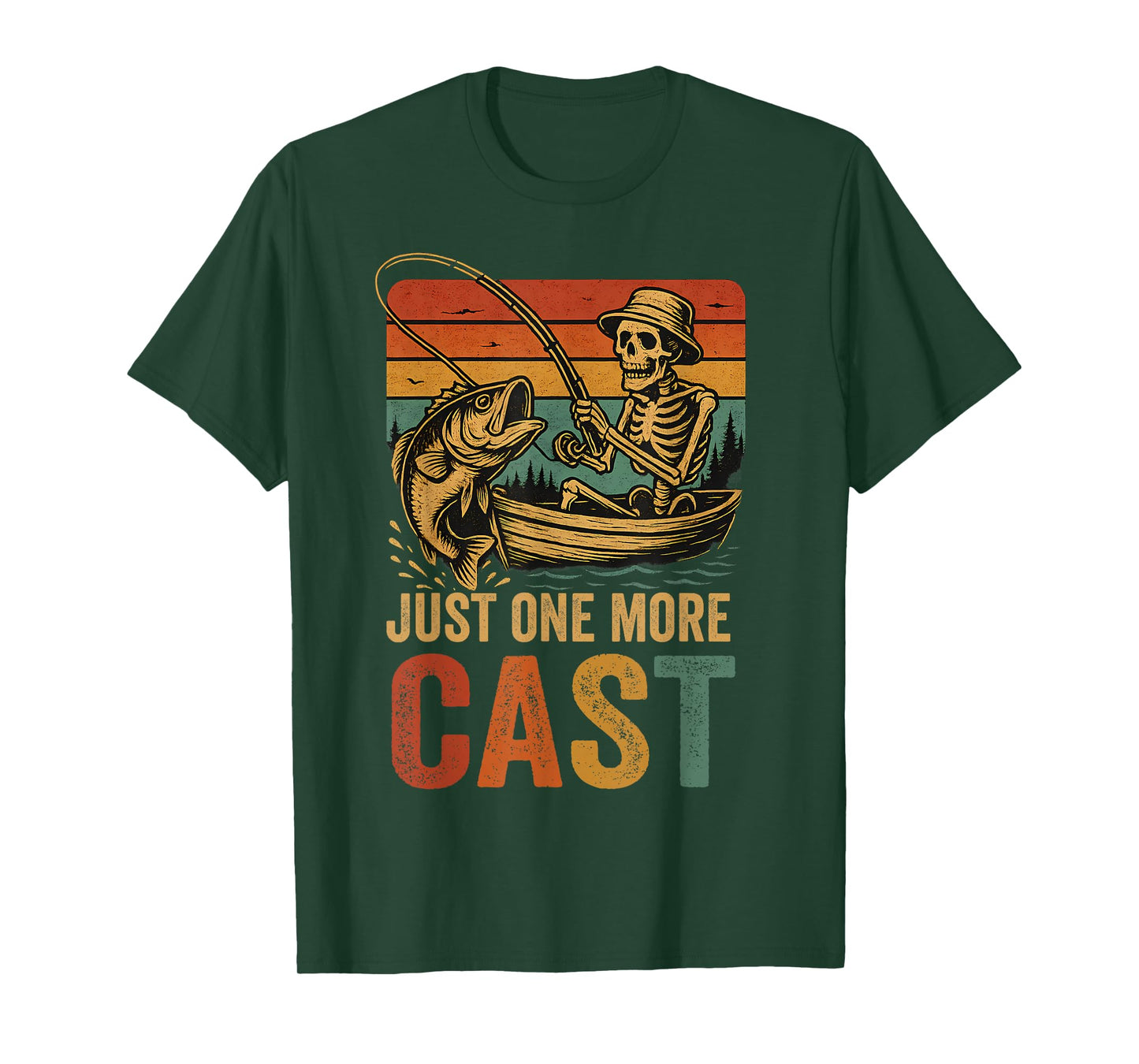 Funny Retro Fishing Skeleton Fish Fisherman Bass Fishing T-Shirt