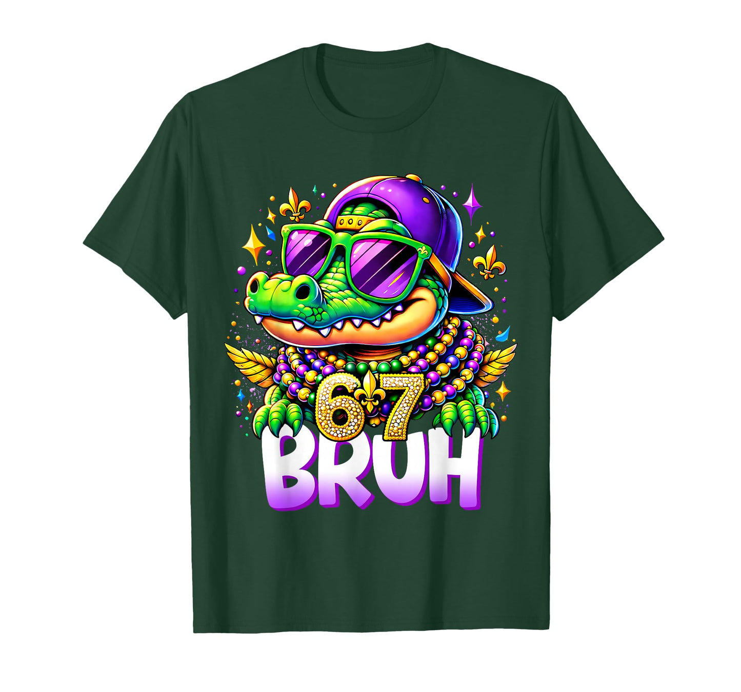 67 Mardi Gras Alligator Mardigator Six Seven Bruh Boys 6 7 T-Shirt
