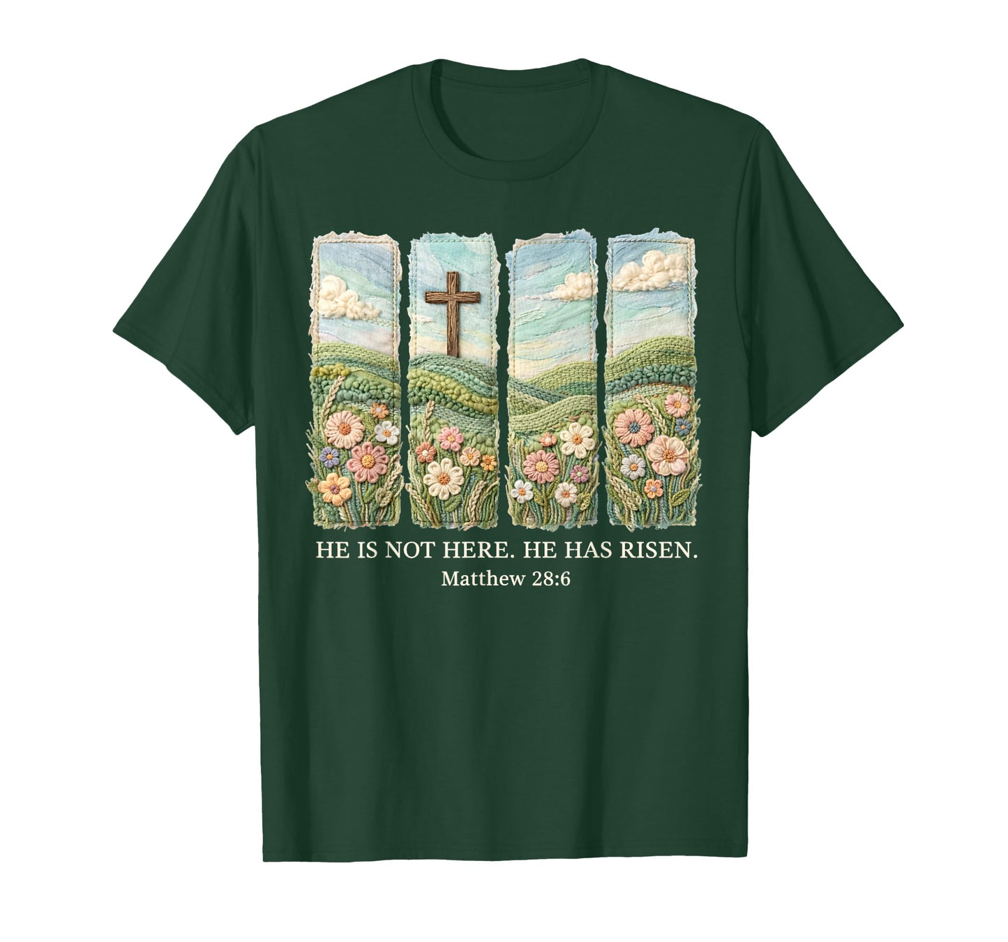 He is Risen Christian Wildflower Happy Easter Women Girls T-Shirt