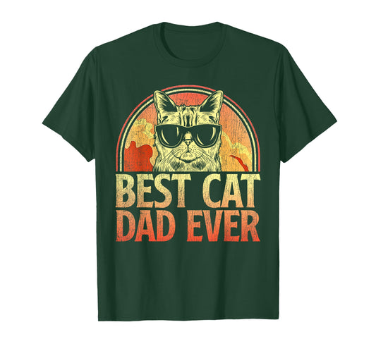 Mens Best Cat Dad Ever Funny Cat Dad Shirt Father's Day Cat Daddy T-Shirt