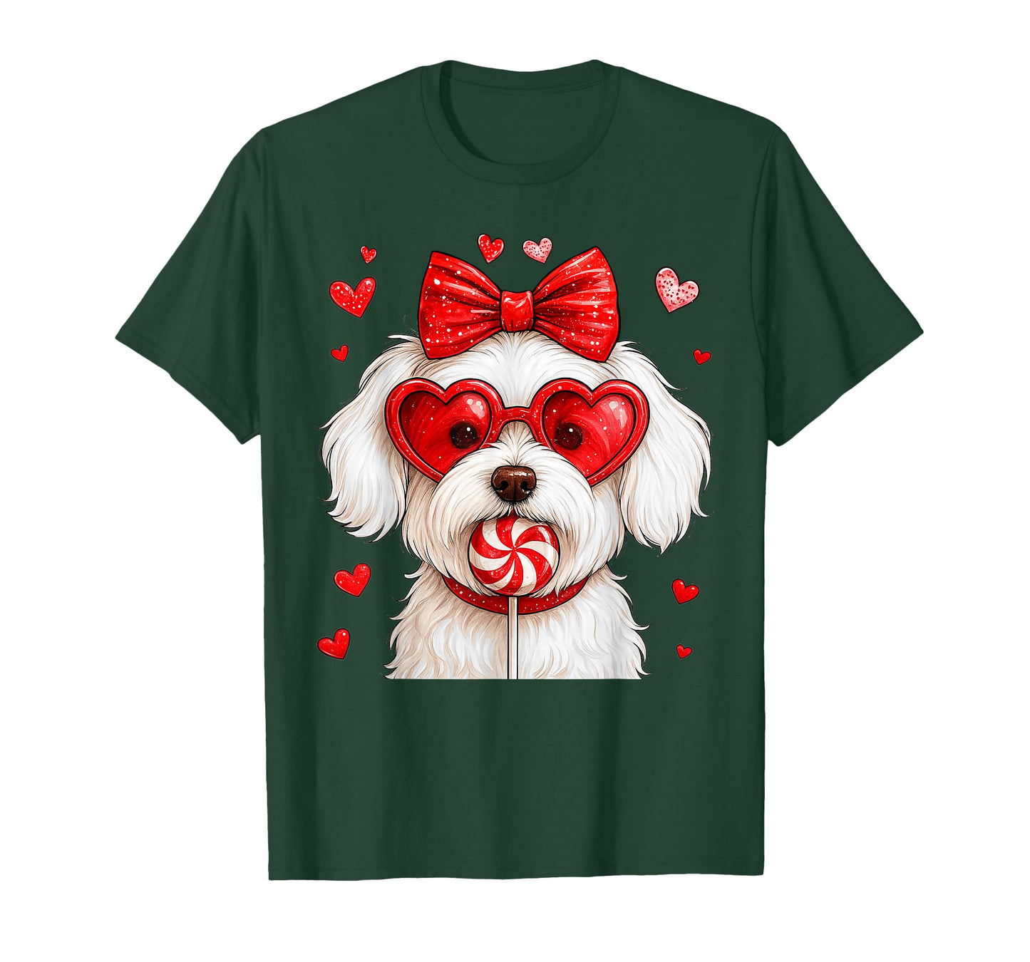 Cute Maltese Valentine Heart Candy Valentines Day Girls Kids T-Shirt