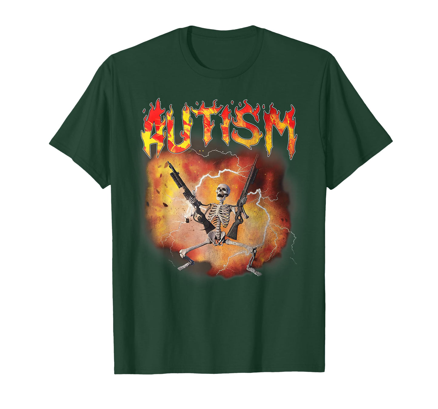 Autistic Funny Meme Skeleton Fire Autism Awareness Vintage T-Shirt