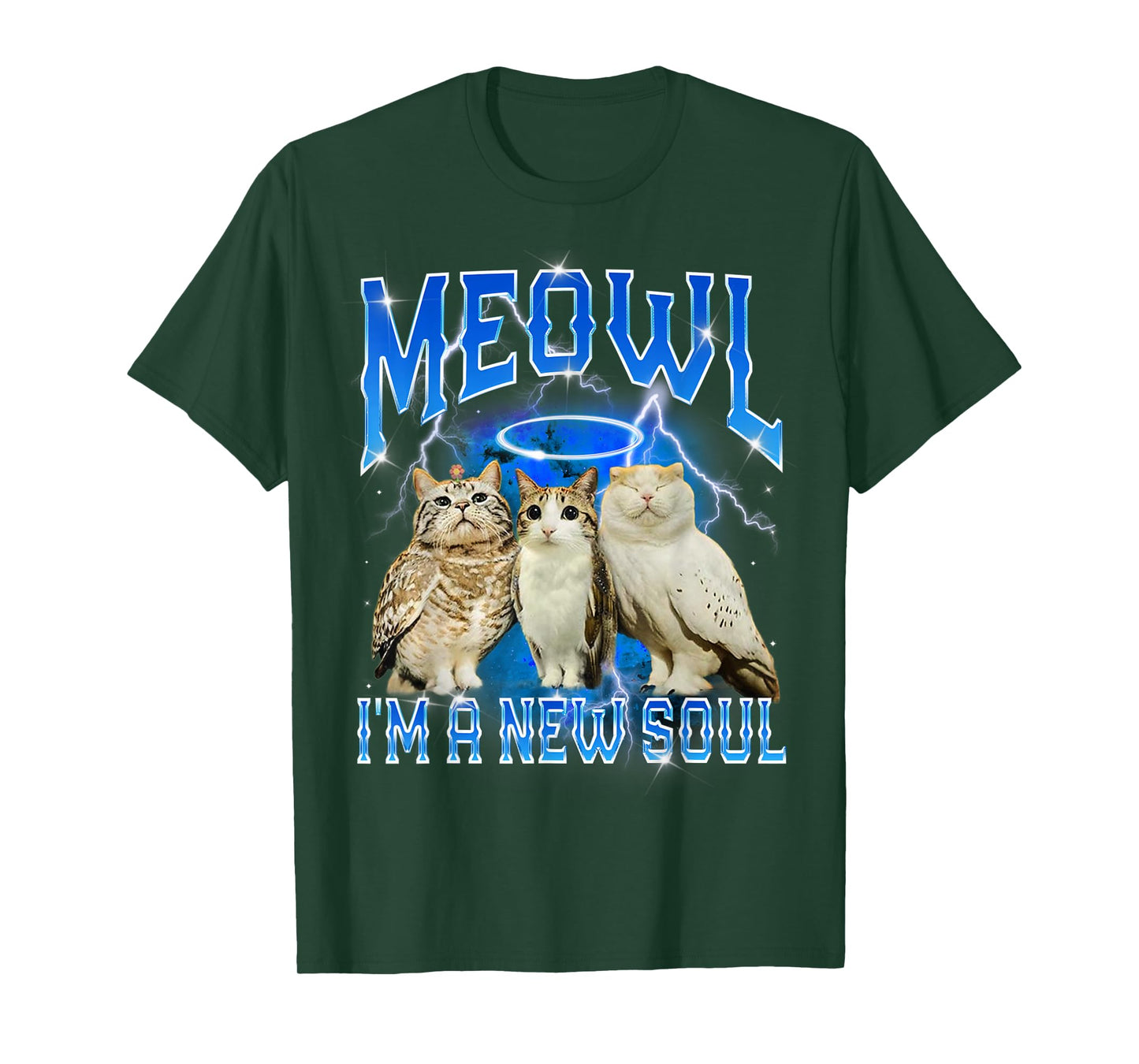Cat Owl Funny Cursed Internet Brainrot Bootleg Meowl T-Shirt