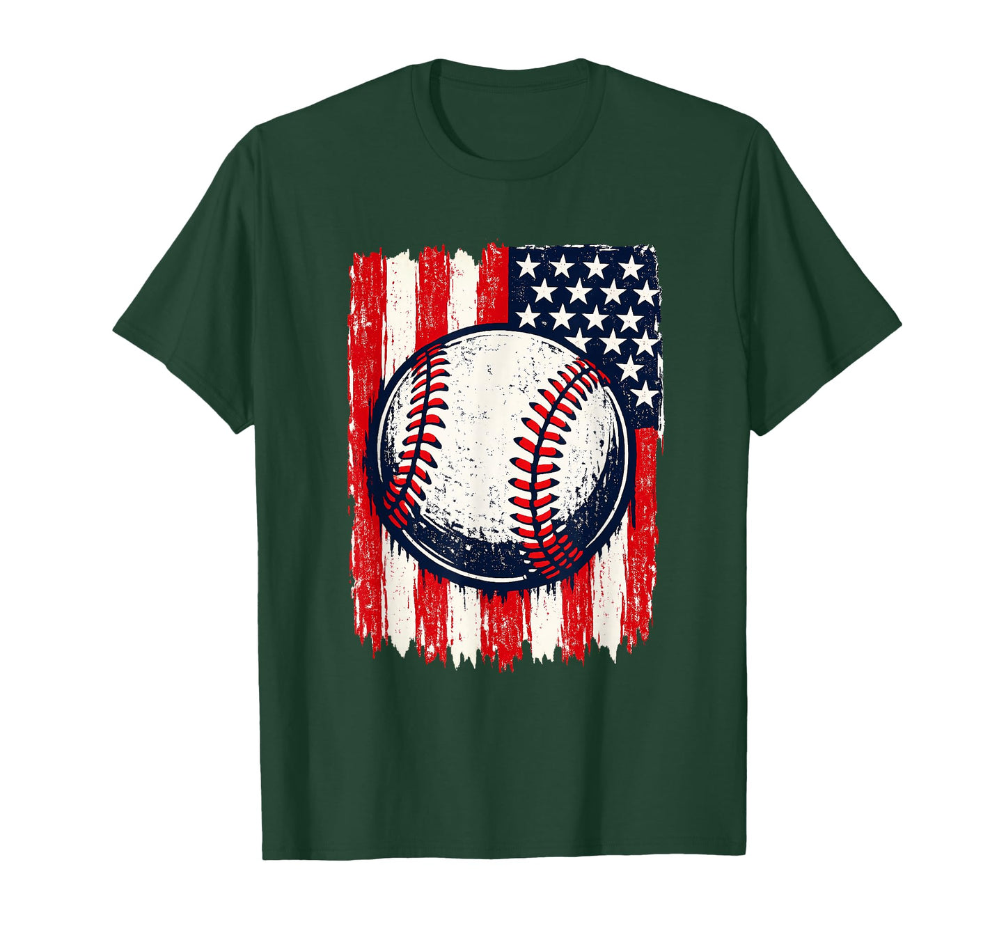 Baseball American Flag Vintage Patriotic T-Shirt