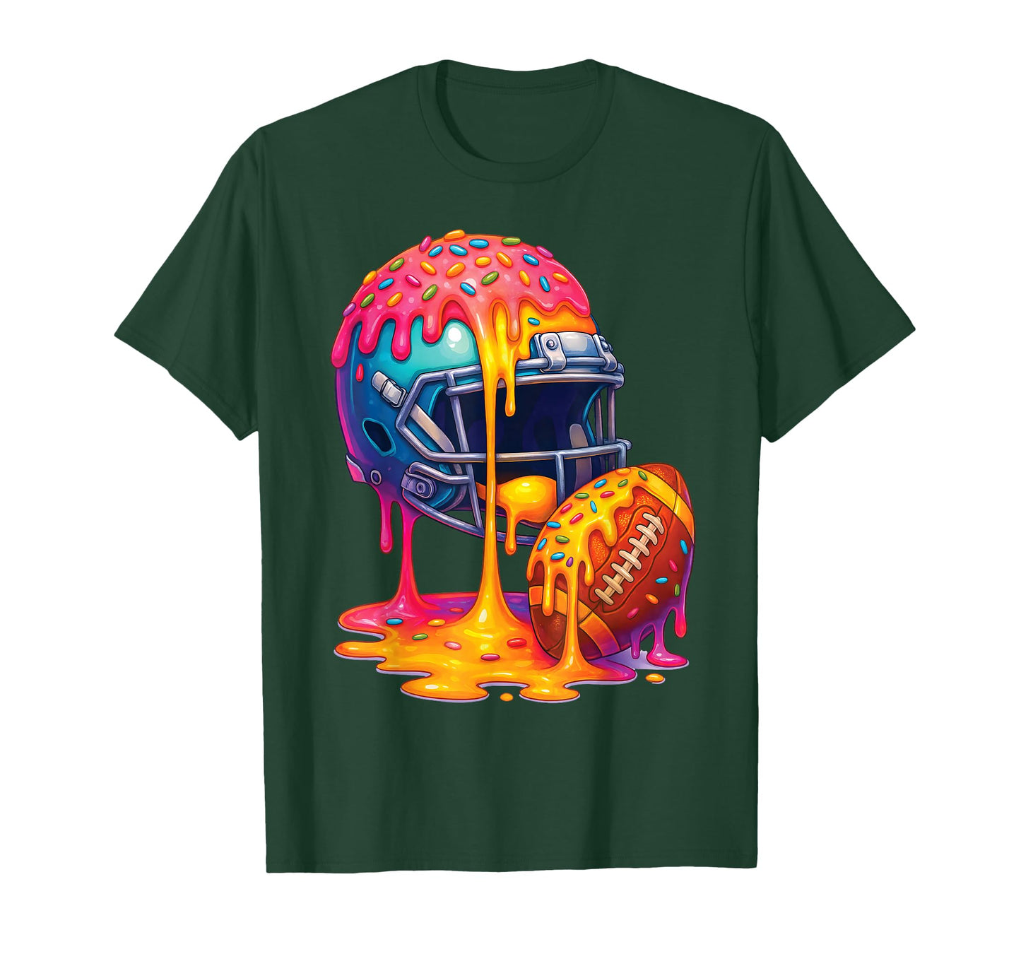 Funny Game Lovers Boys Sprinkles Ice Cream Drip Football T-Shirt