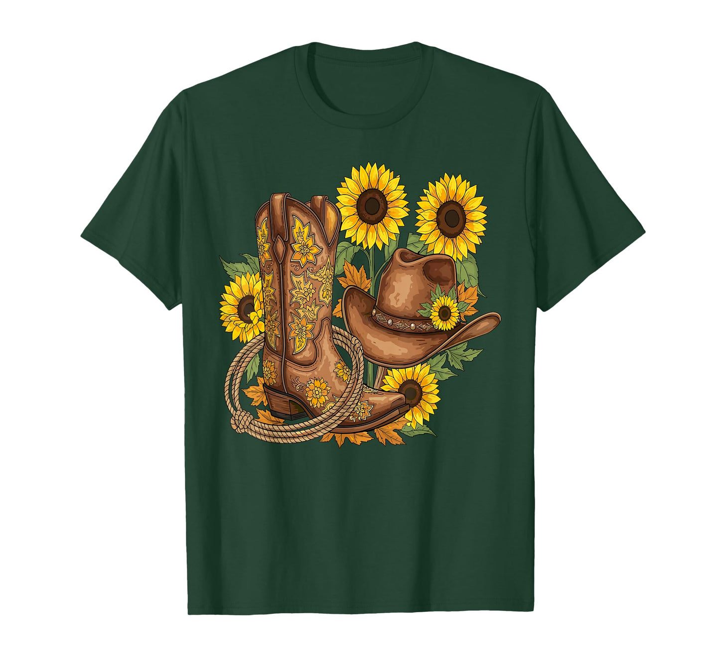 Cowboy Cowgirl Boot Hat Sunflower Western Country T-Shirt