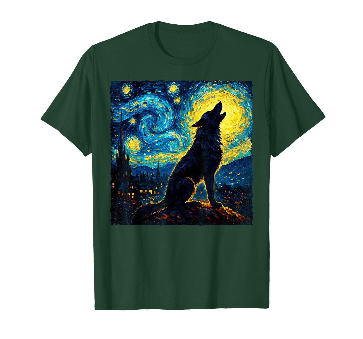Wolf Starry Night Howling Moon Funny Gifts for Men Women Kid T-Shirt