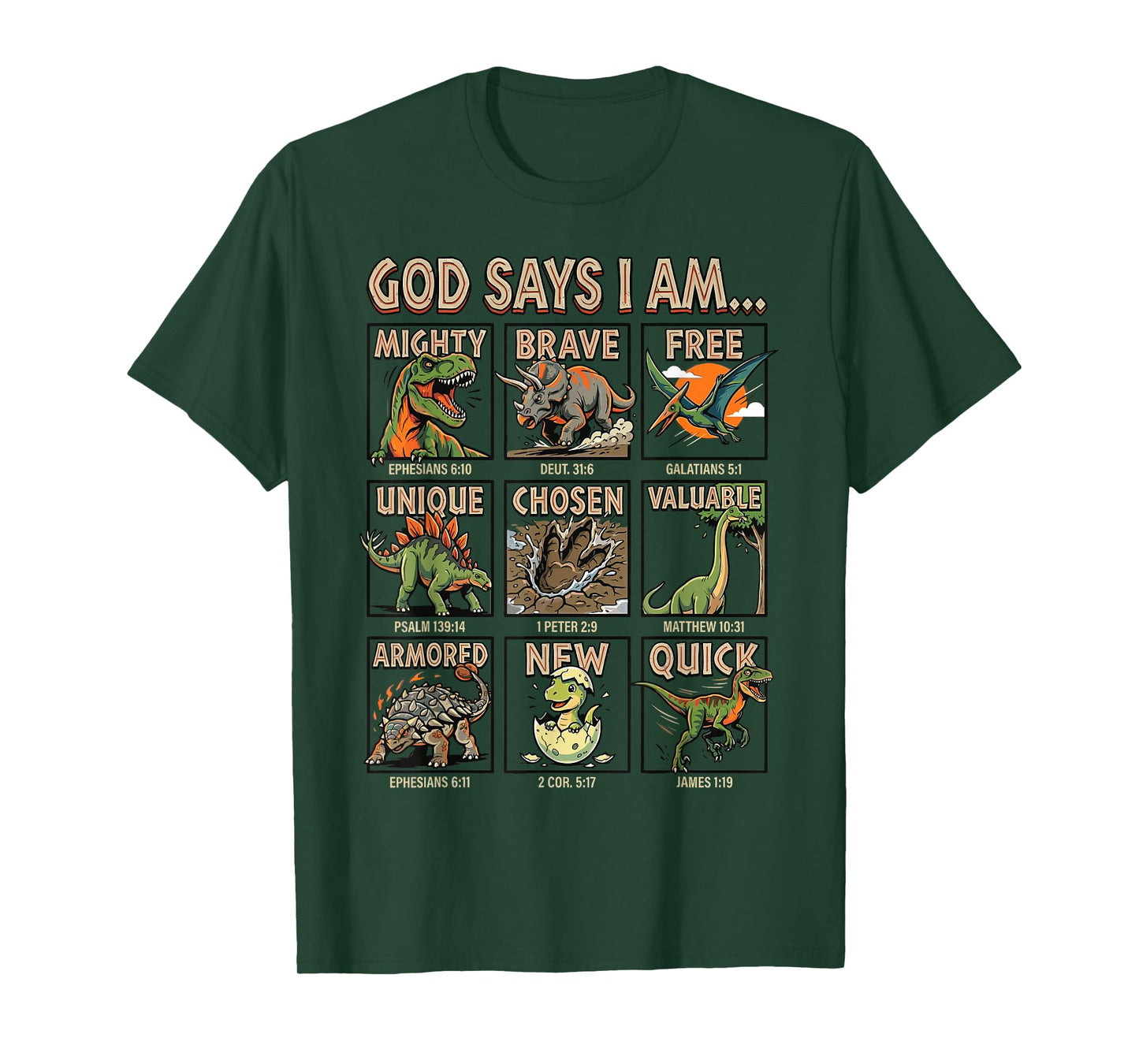 God Says I Am Bible Verses Dinosaurs for Christian Boys T-Shirt