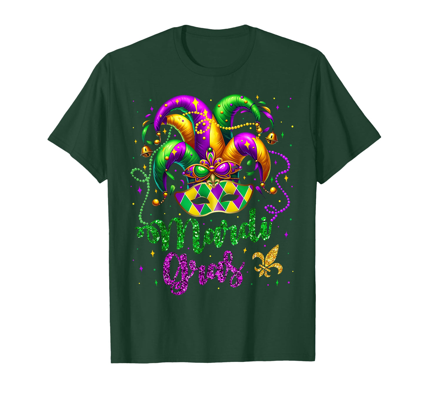 Mardi Gras Shirts for Women Kids Men Beads Mask Feathers Hat T-Shirt
