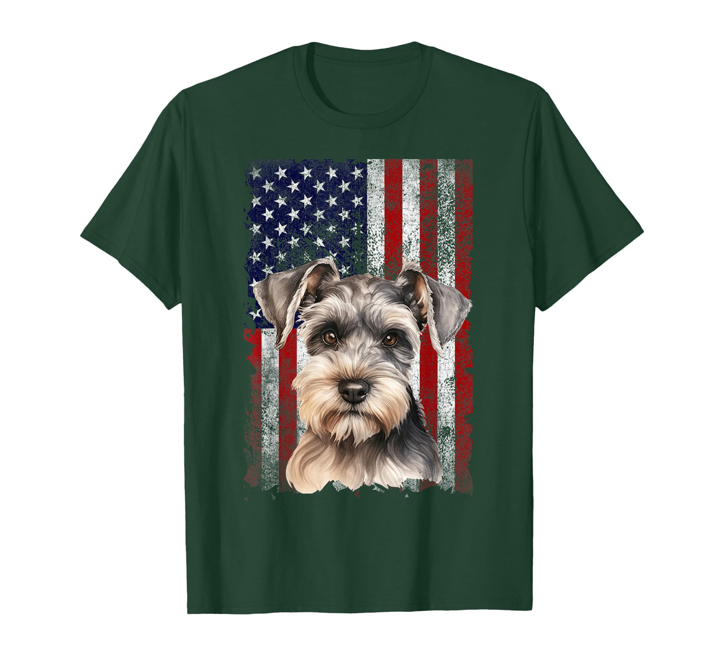 Miniature Schnauzer Dog 4th of July American Flag Patriotic T-Shirt