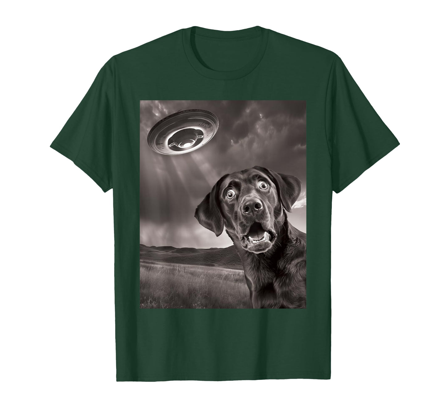 Funny Dog Black Lab Labrador Retriever UFO Selfie T-Shirt