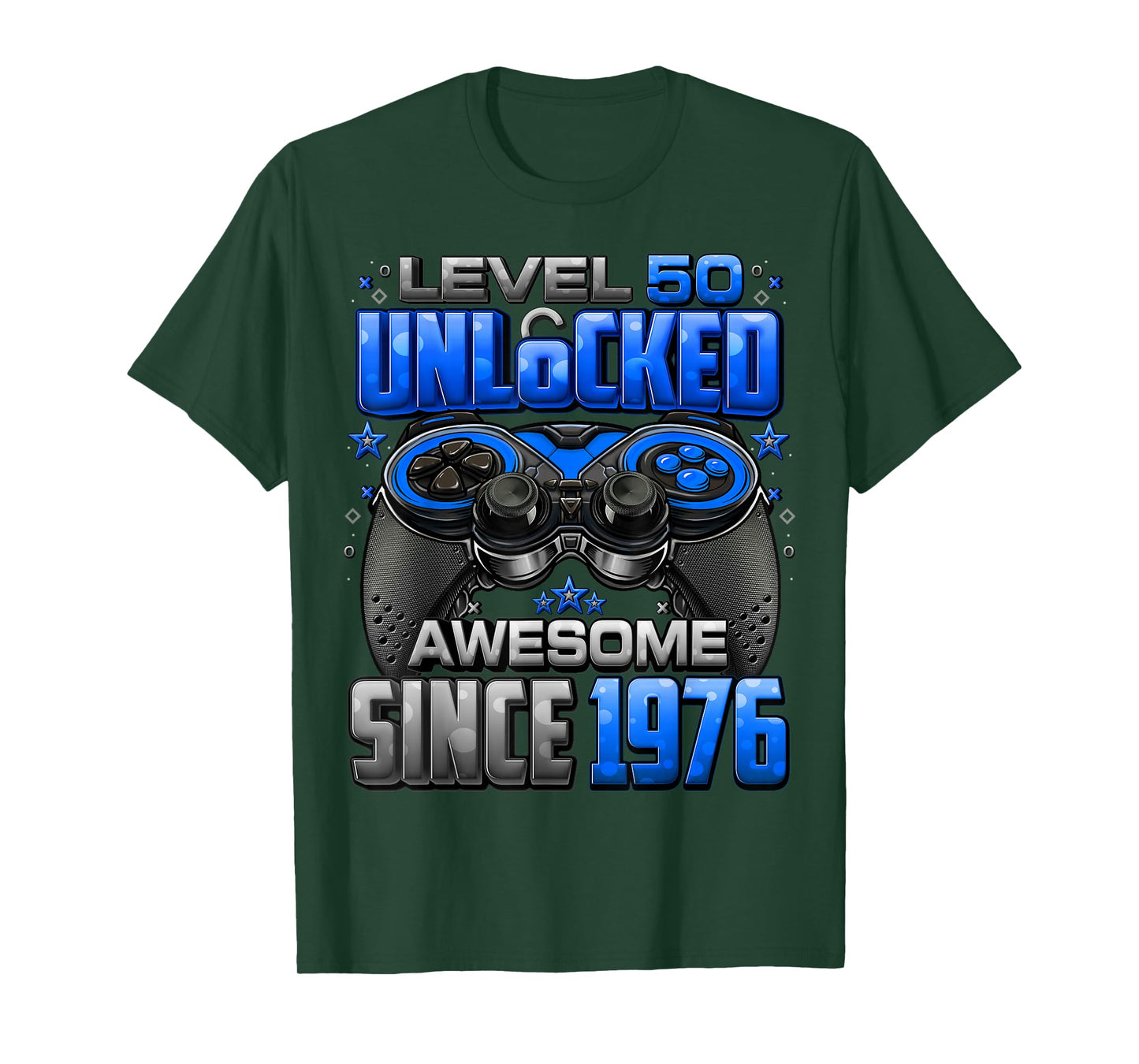 Level 50 Unlocked Awesome Since 1976 50th Birthday Gaming T-Shirt