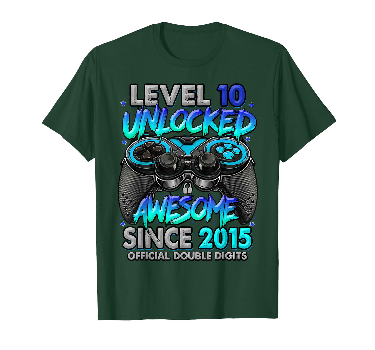 Level 10 Unlocked Awesome Since 2015 10th Birthday Gaming T-Shirt
