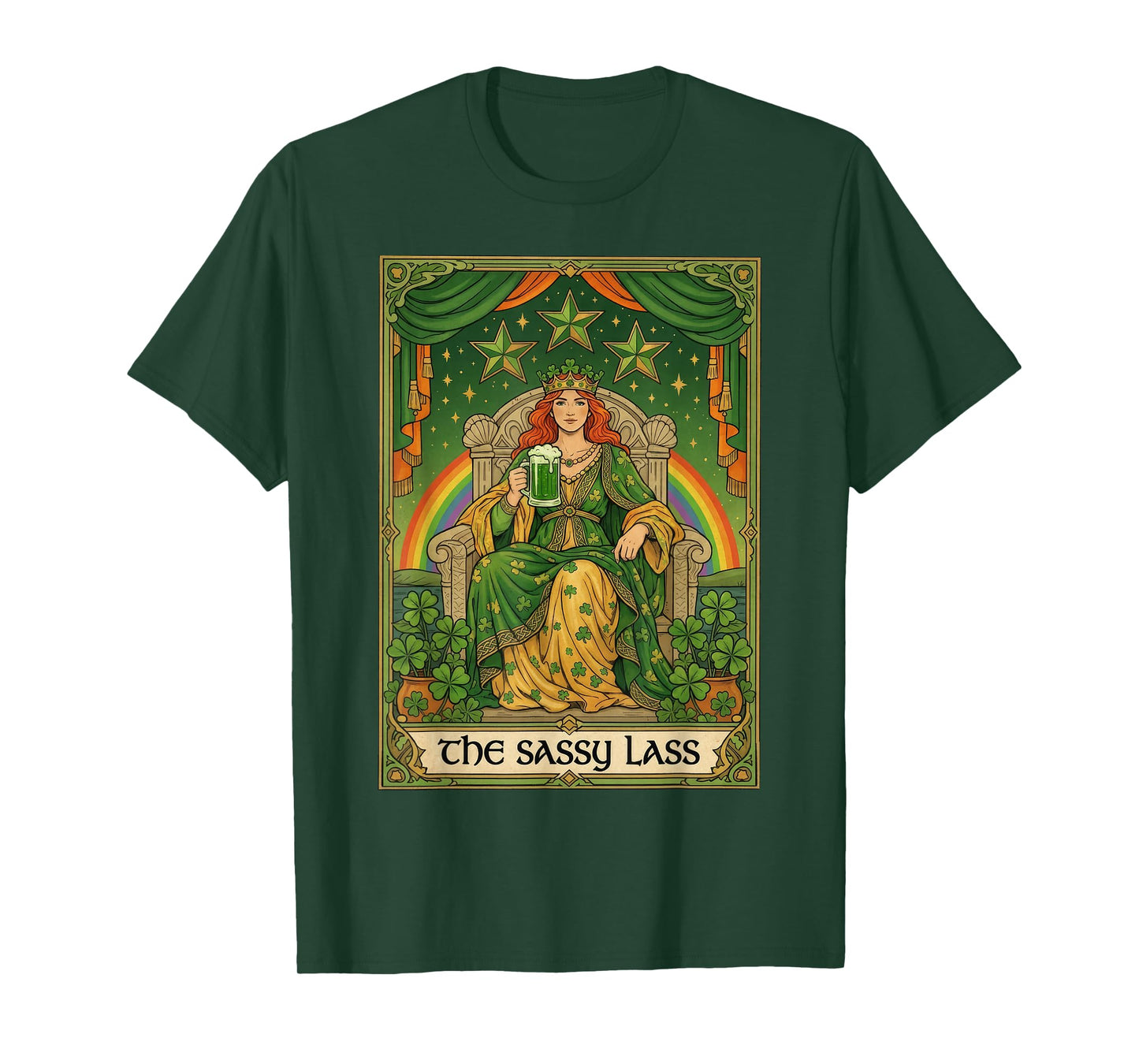 The Sassy Lass Tarot Card Style Girl Women St Patrick’s Day T-Shirt