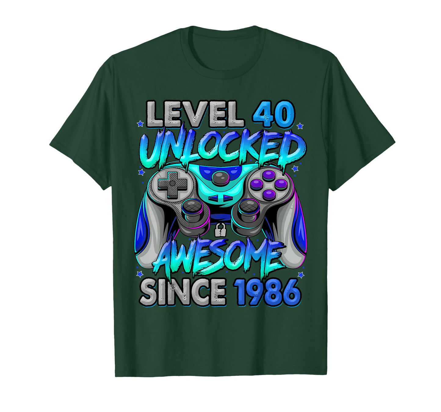 Level 40 Unlocked Awesome Since 1986 40th Birthday Gaming T-Shirt