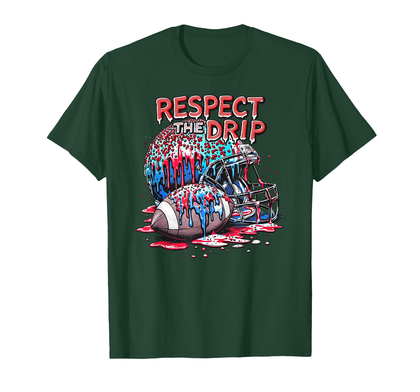 Respect The Drip Football Ice Cream Drip with Sprinkles T-Shirt