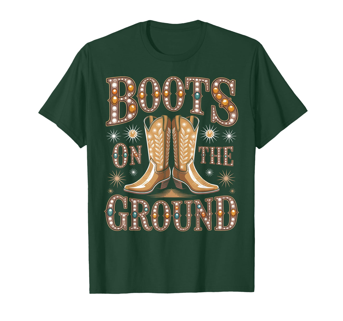Boots On The Ground Black Cowgirl Western Where Them Fans At T-Shirt
