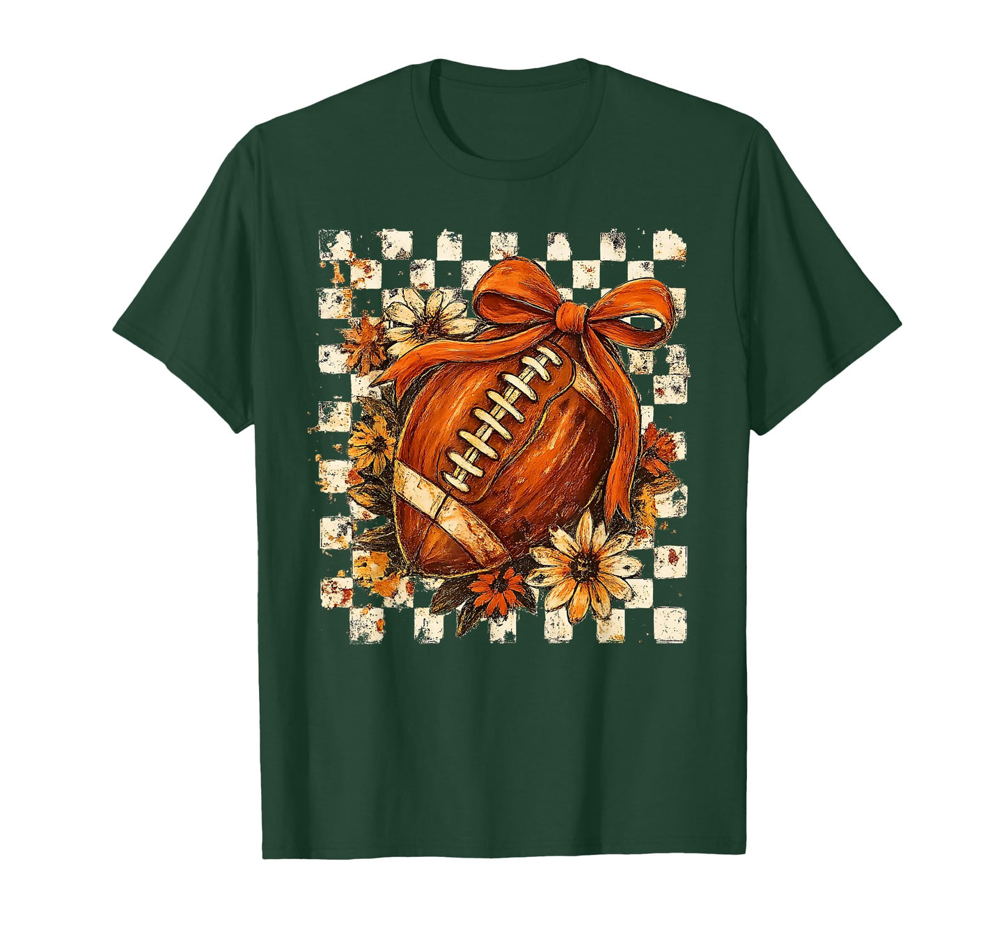 Coquette Bow American Football Game Day Thanksgiving Retro T-Shirt