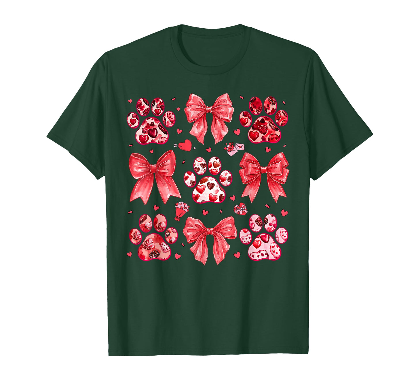 Happy Valentines Coquette Bow Dog Paw XOXO Pet Girl Women T-Shirt