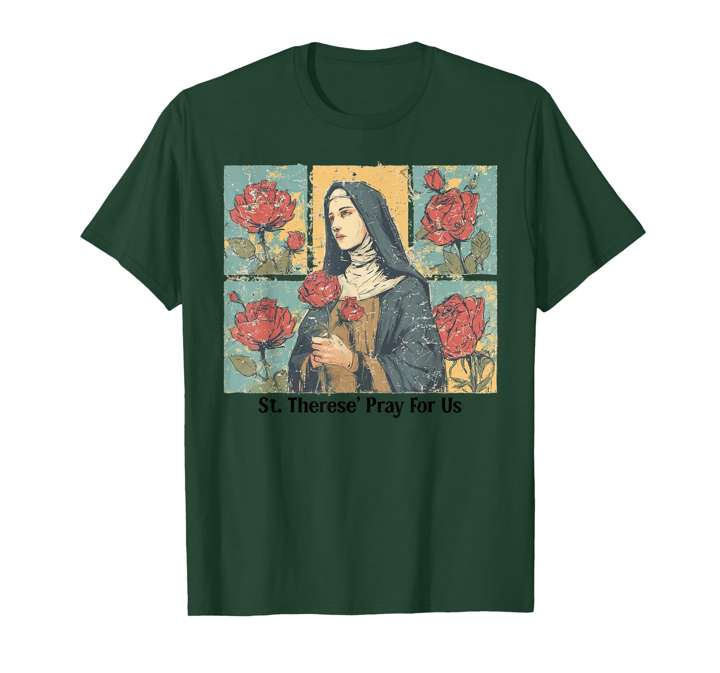 Vintage Saint Therese Roses Catholic Religious Devotional T-Shirt