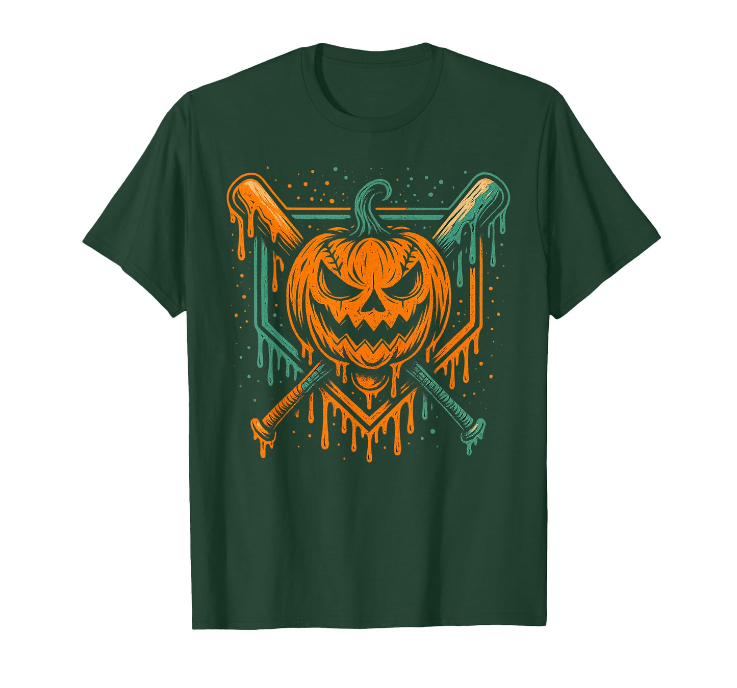 Pumpkin Halloween Baseball Ice Cream Drip Spooky Boys Youth T-Shirt