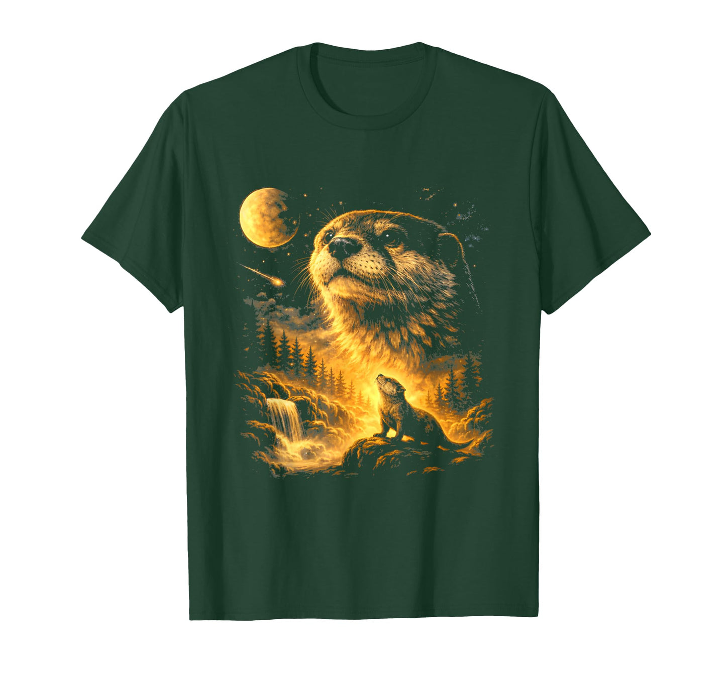 Retro Otter Howling to The Moon Meme 90s Animal Meme Graphic T-Shirt