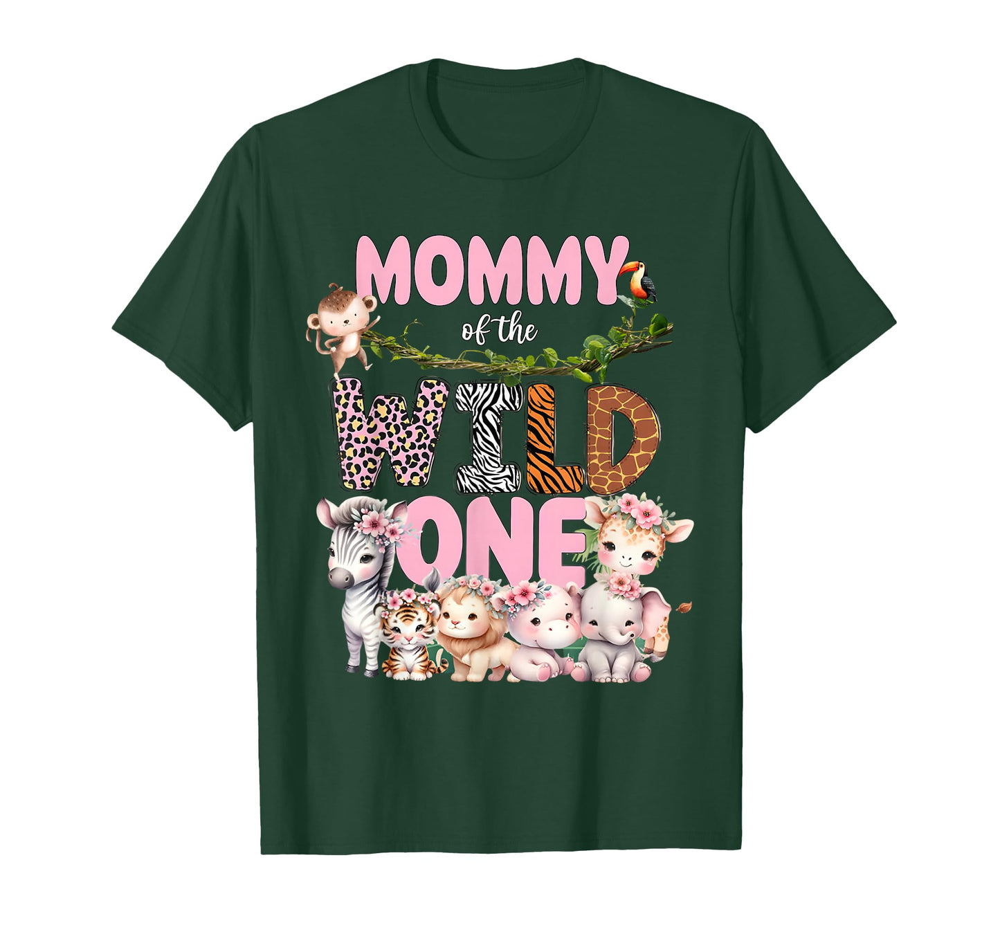 Mommy of The Wild One 1st Birthday Girl Kid Safari Jungle T-Shirt