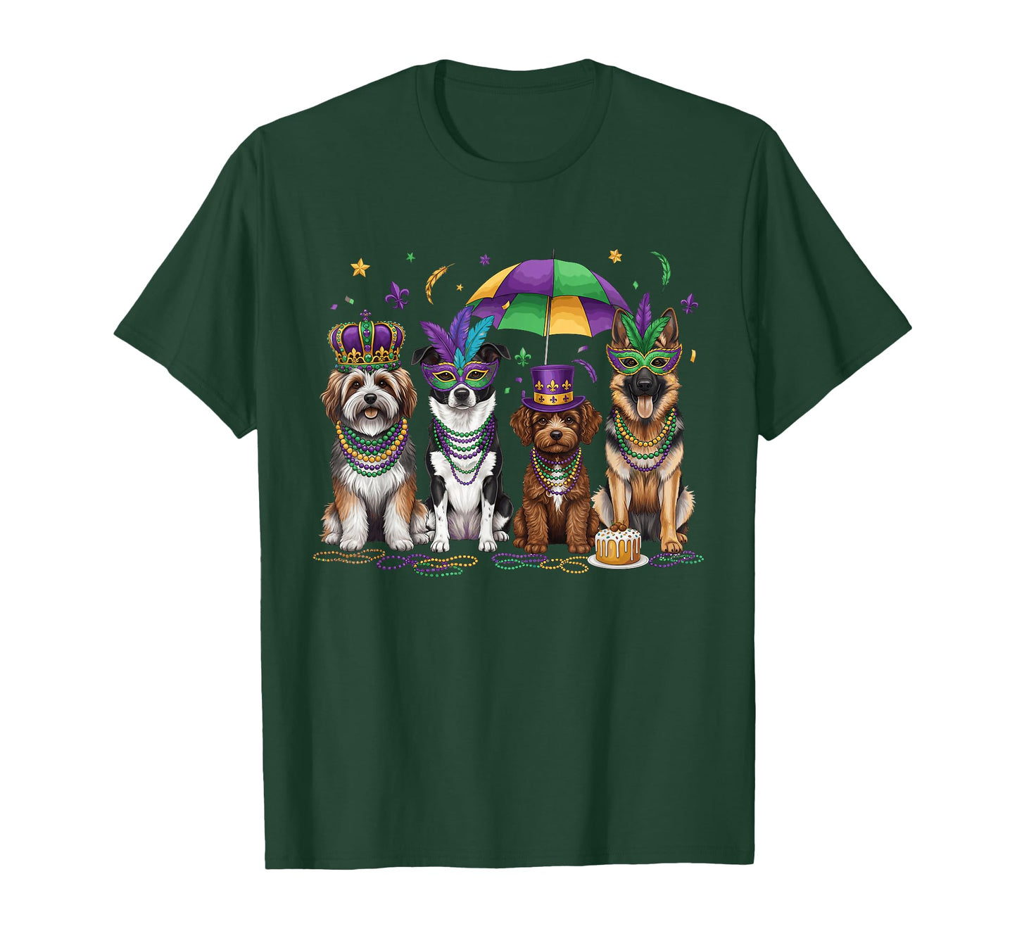 Festive Mardi Gras Dog Design T-Shirt