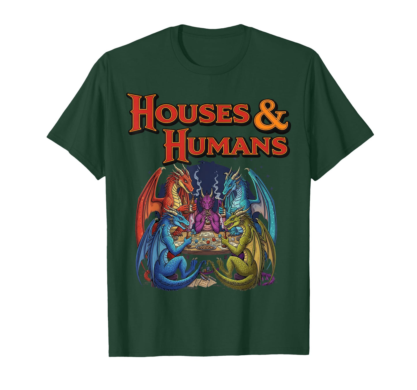 Gaming Houses Humans Funny Rpg Parody Gamer Men Boys Kids T-Shirt
