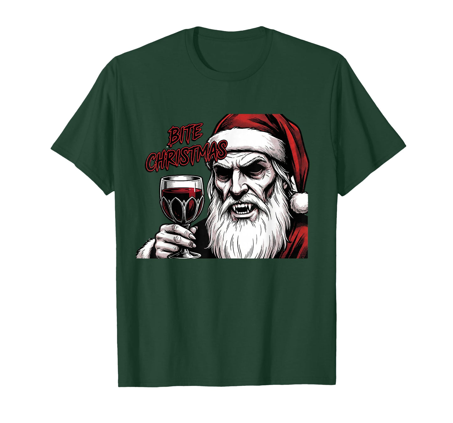 Bite Christmas Vampire Santa Claus Vintage Comic Book Style T-Shirt