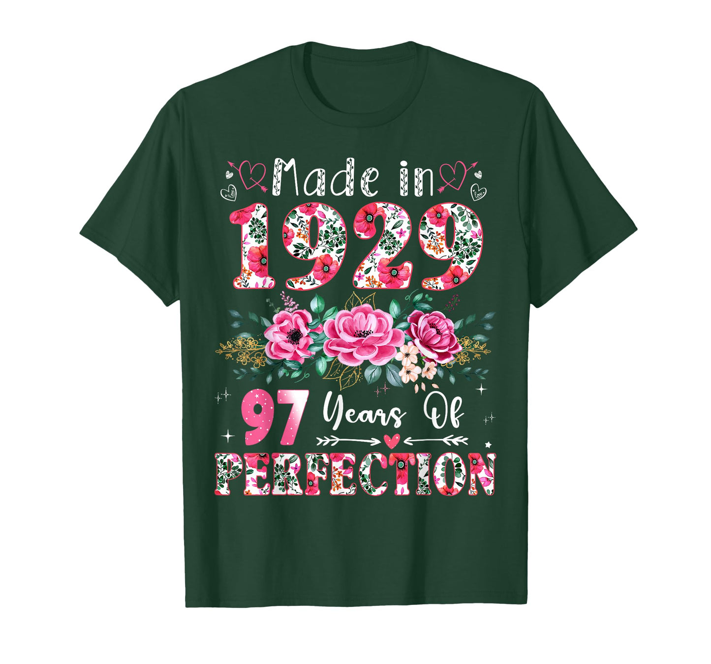 97 Year Old Made in 1929 Floral 97th Birthday Women T-Shirt