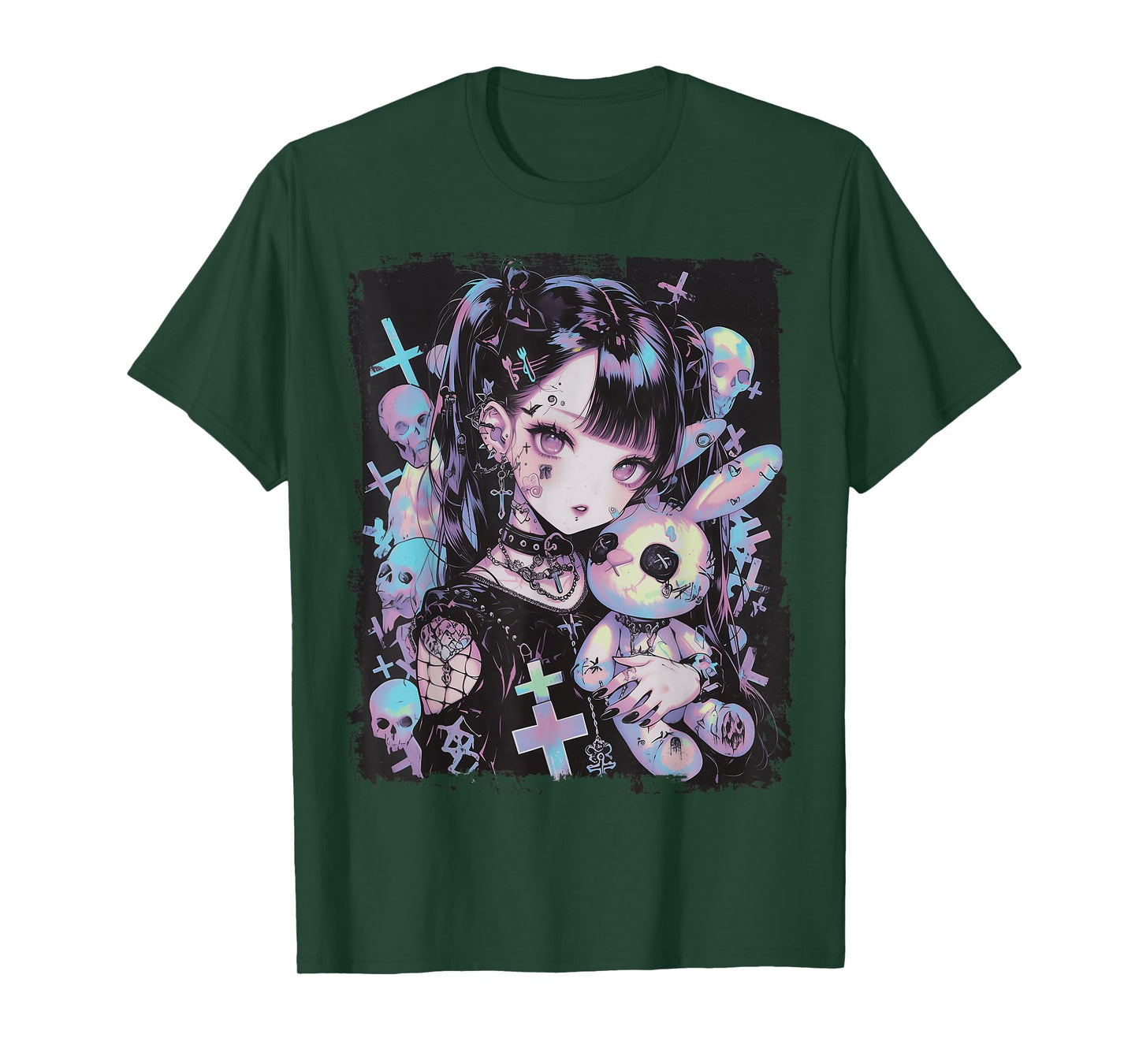 Anime Girl Goth Bunny Cute E-Girl Gothic Outfit Grunge T-Shirt