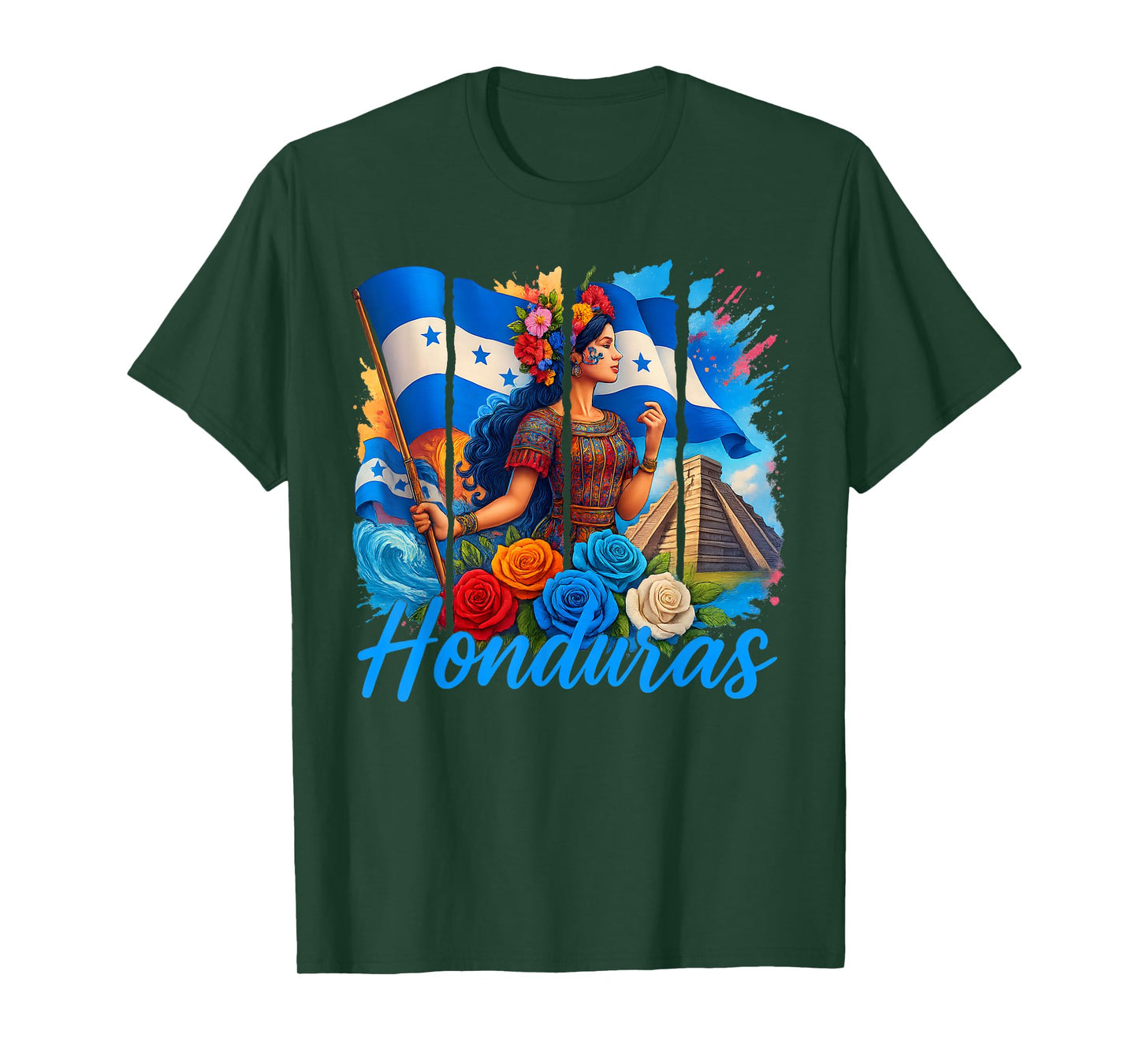Honduran Flag Copan Honduras Trip Family Vacation Men Women T-Shirt