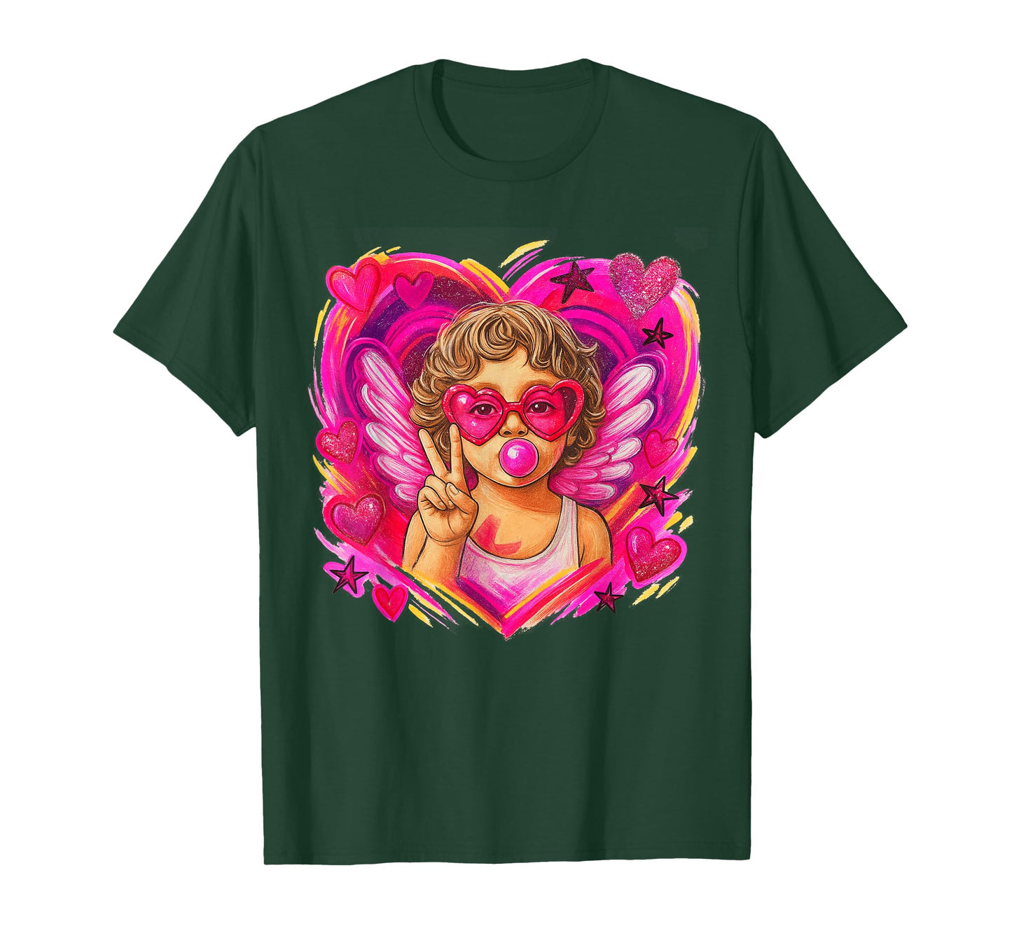 Cupid Heart Valentines Day XOXO Preppy Brushstroke T-Shirt