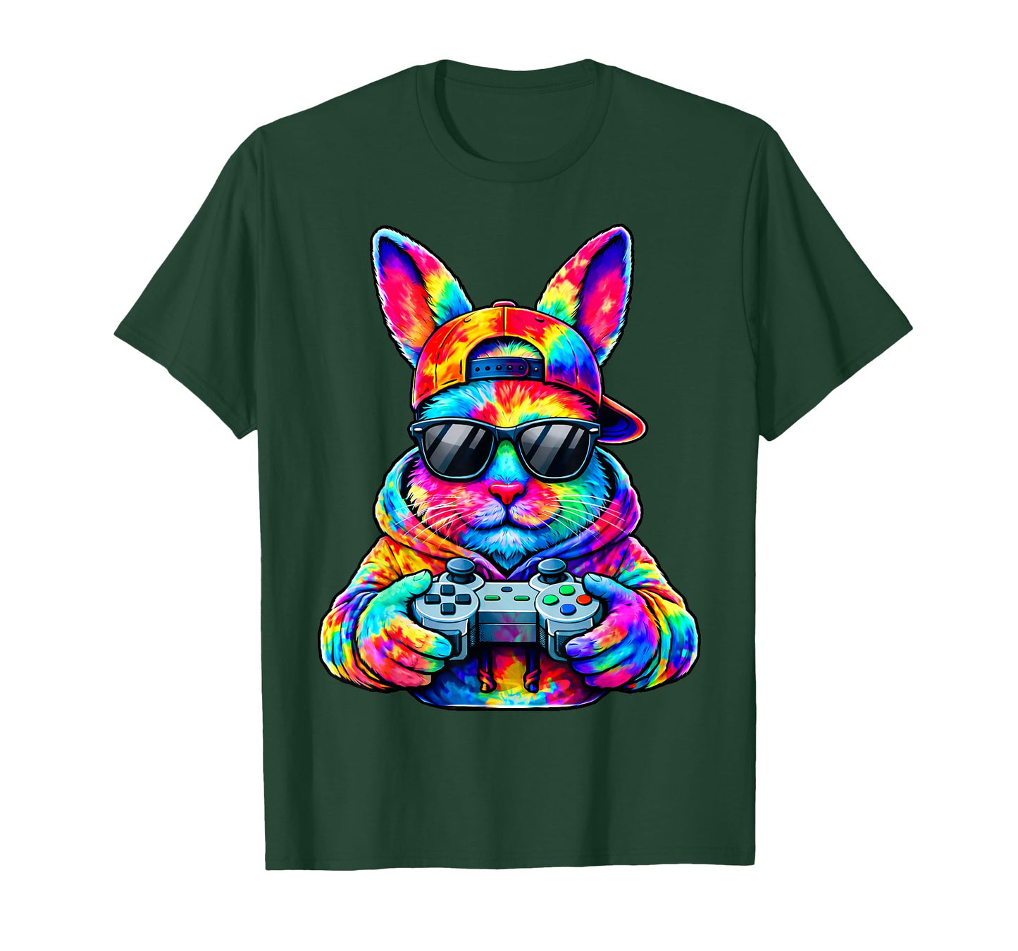 Funny Gaming Tie Dye Bunny Rabbit Easter Men Boy Toddler Kid T-Shirt