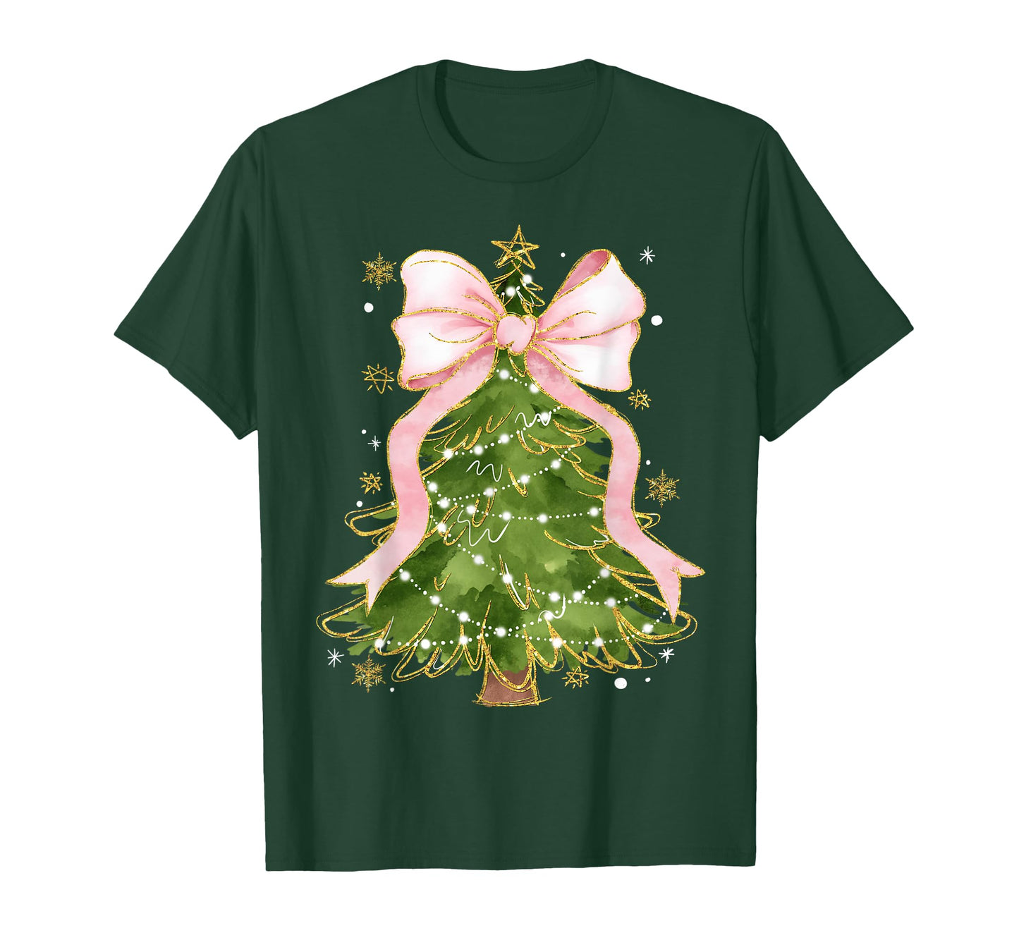 Coquette Bow Christmas Tree Xmas Holiday Girly Outfit Women T-Shirt