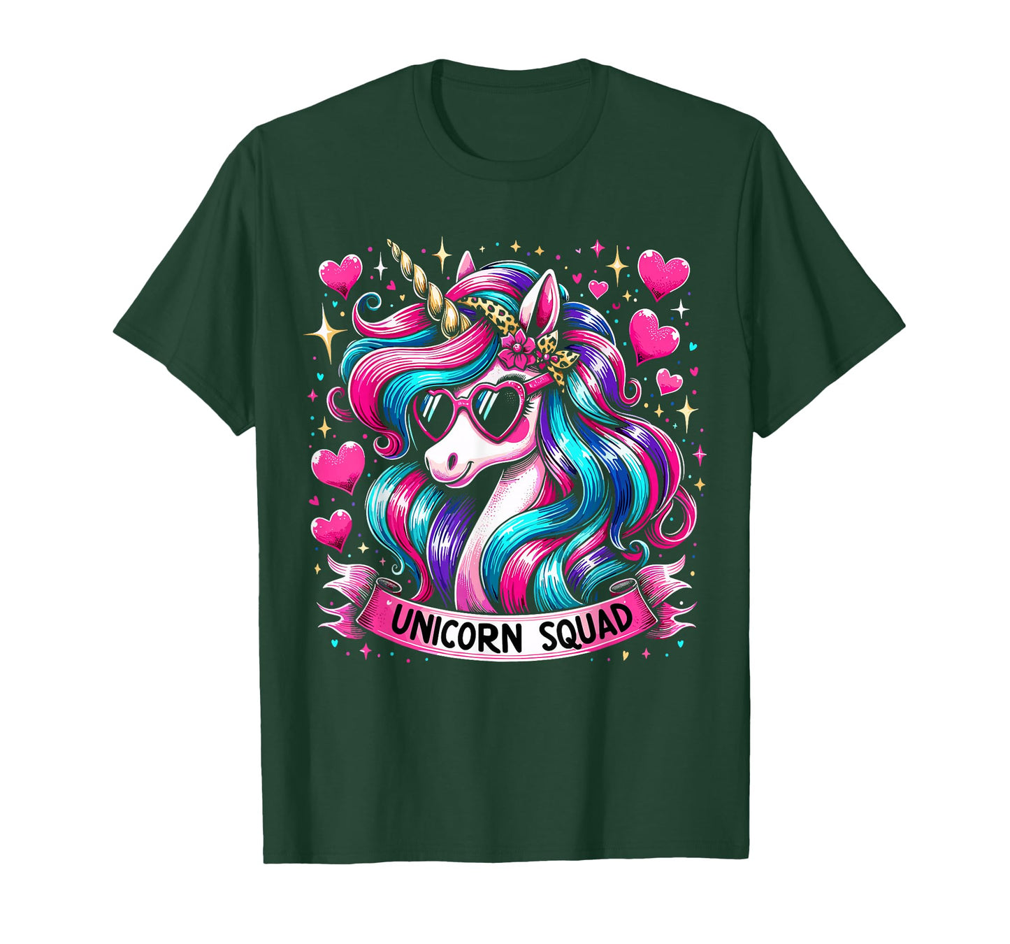 Unicorn Squad Unicorn with leopard Bandana T-Shirt