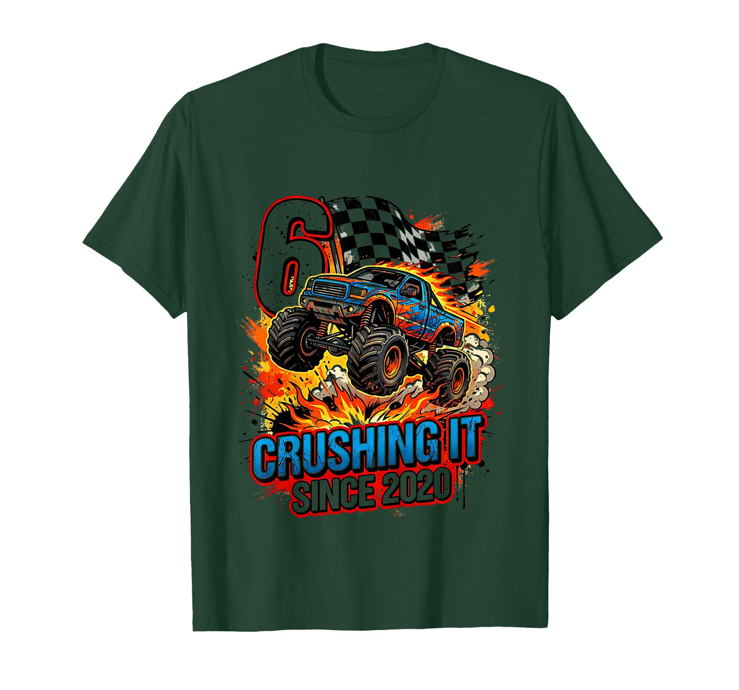Kids 6th Birthday Truck Turning 6 Years Old Boy Born in 2020 T-Shirt