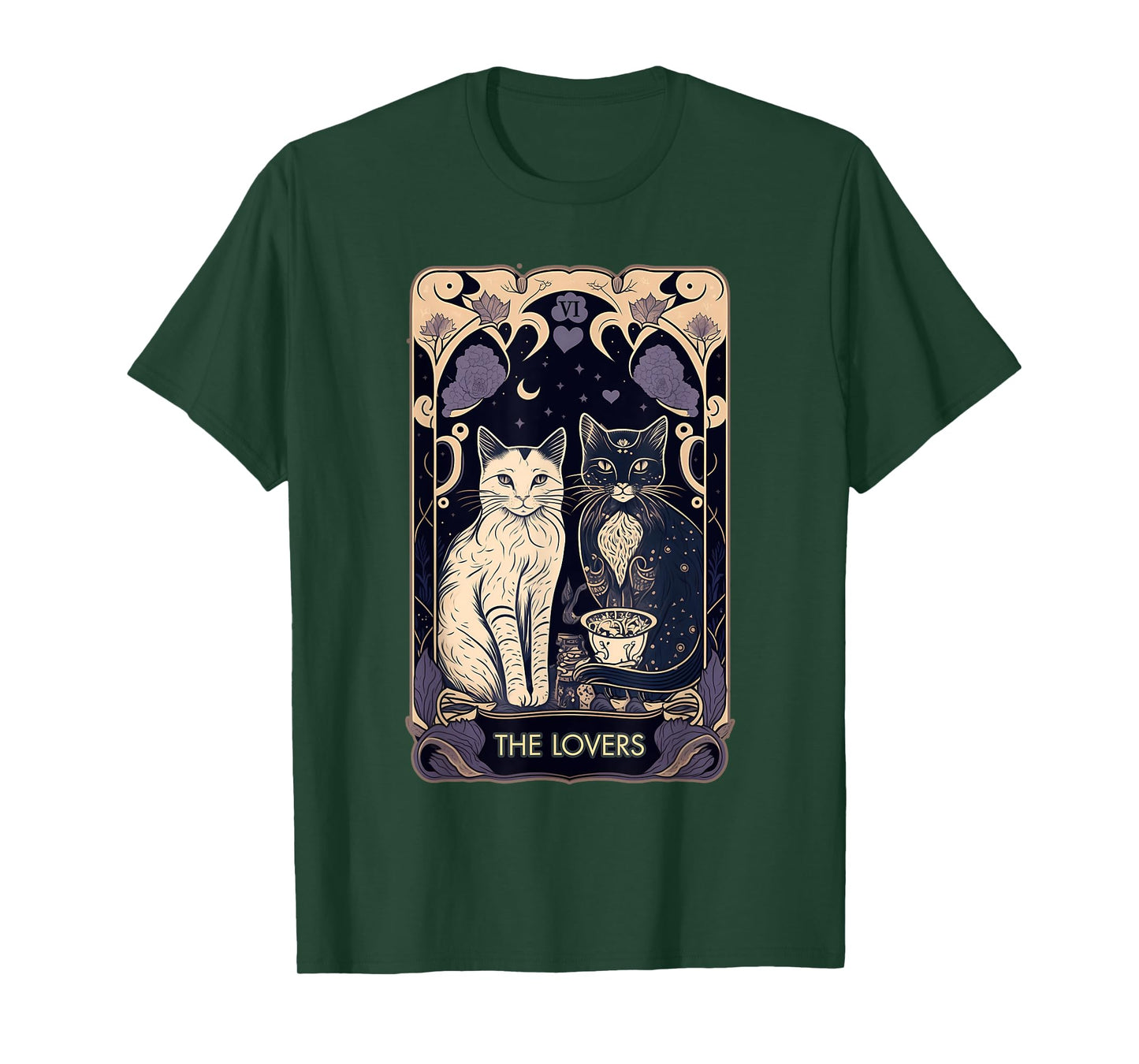 Cute Cat The Lovers Tarot Card Cat Tarot Card Graphic T-Shirt