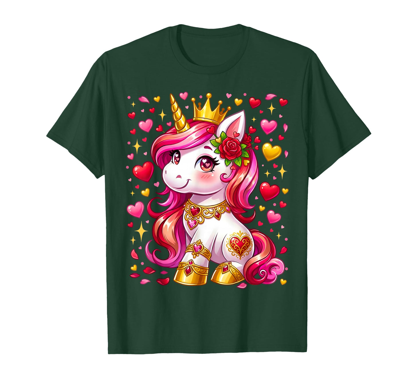 Cute Unicorn Heart Valentines Day Girls Kids Valentine T-Shirt