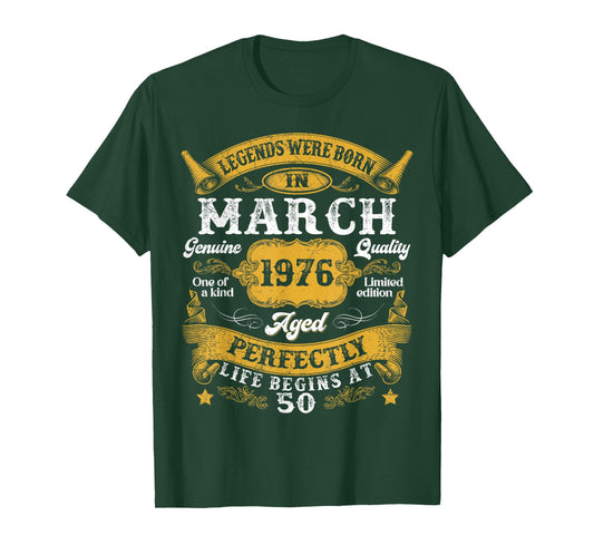 Legends were Born in March 1976 Vintage 50th Birthday Men T-Shirt