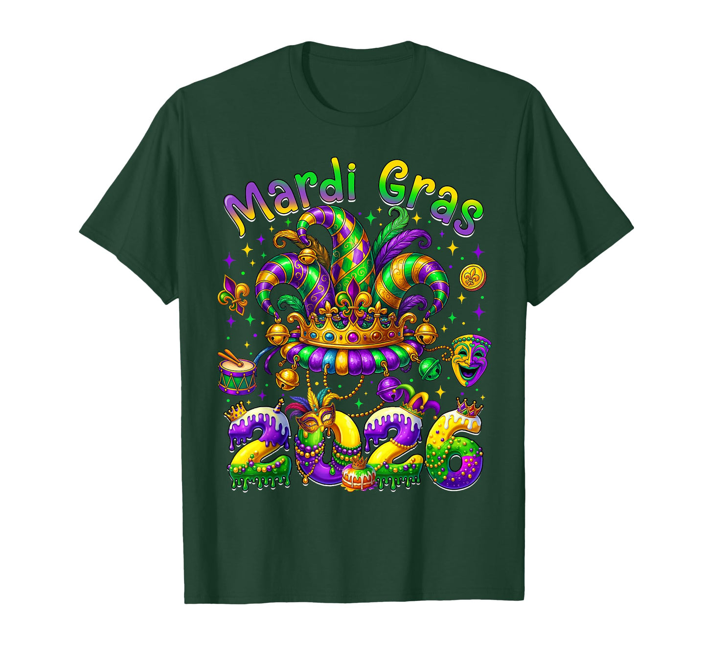 Mardi Gras Carnival 2026 Jester Hat Women Men Boy Girl Kids T-Shirt