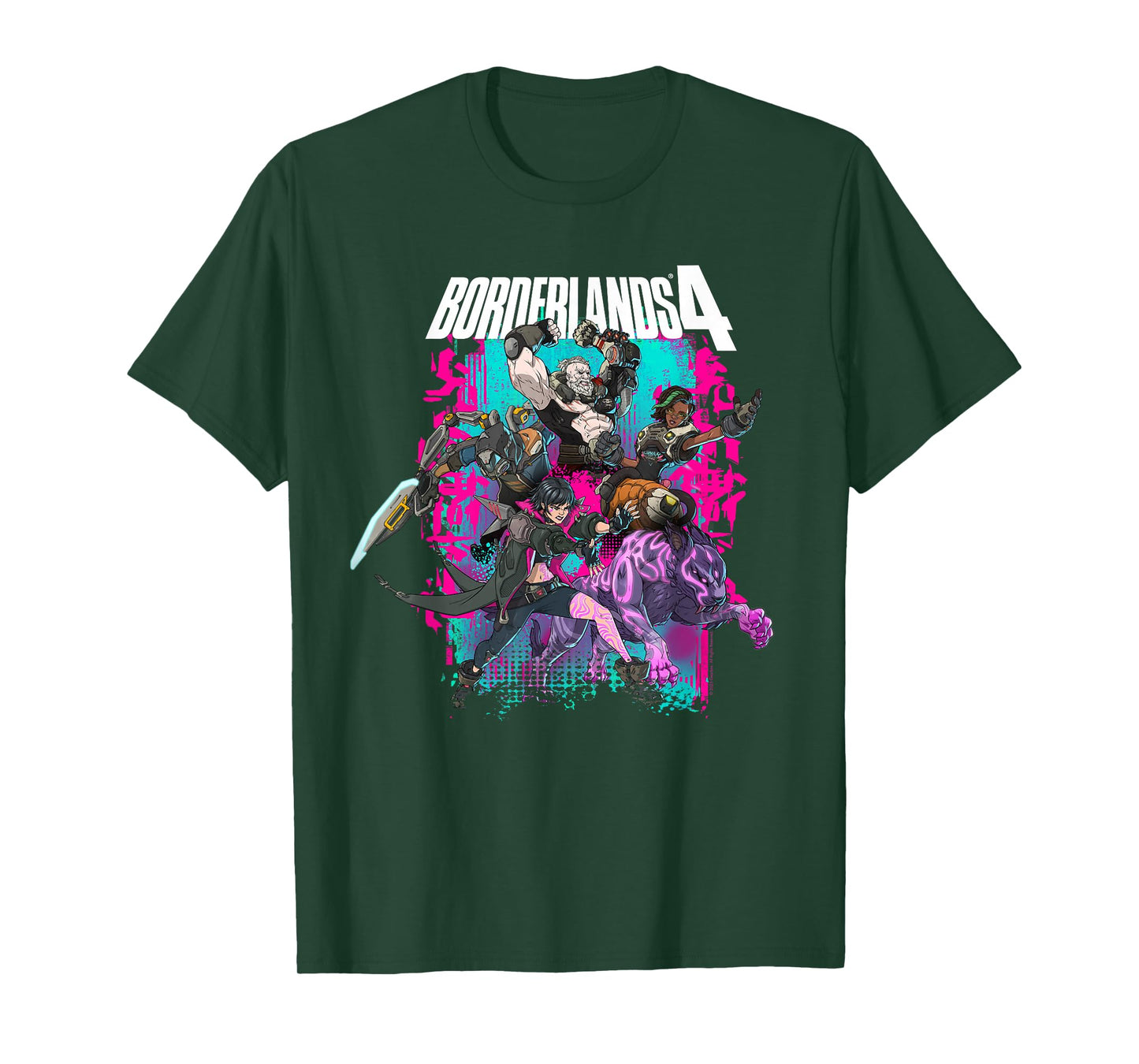 Borderlands 4 Colorful Heroes Collage Graffiti Video Game T-Shirt