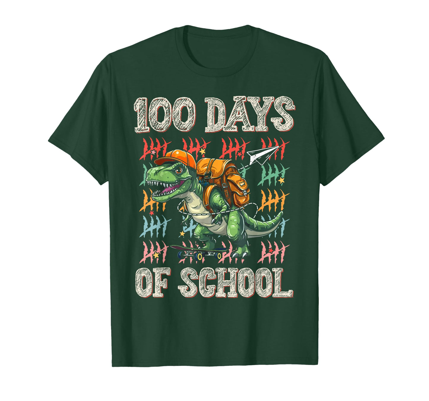100 Days of School 100th Day Dinosaur T-rex Men Boys Kids T-Shirt