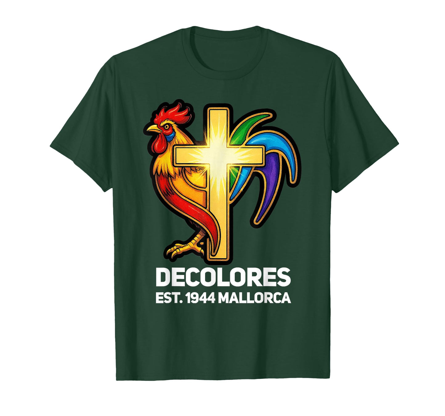 DeColores Cursillo Rainbow Rooster Catholic T-Shirt