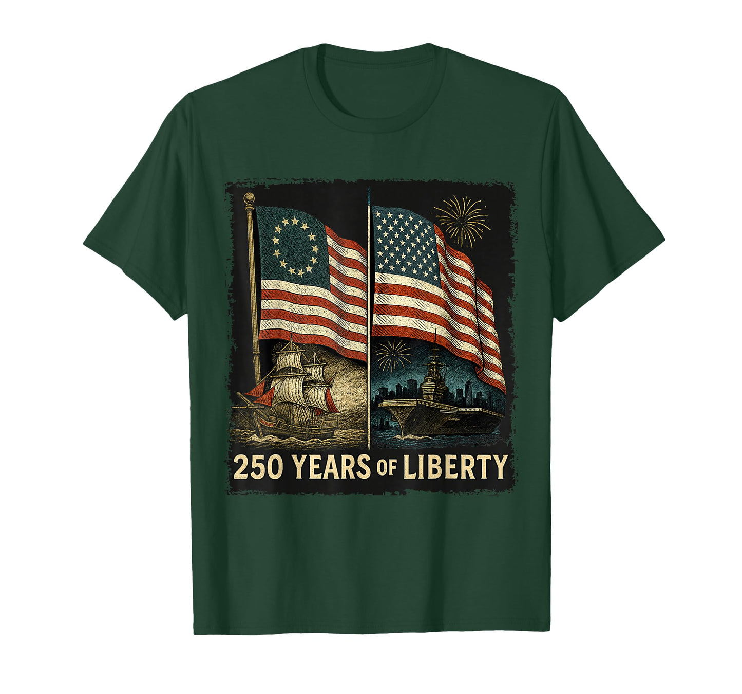 Betsy Ross Flag 250 Years of Liberty 250th Birthday T-Shirt